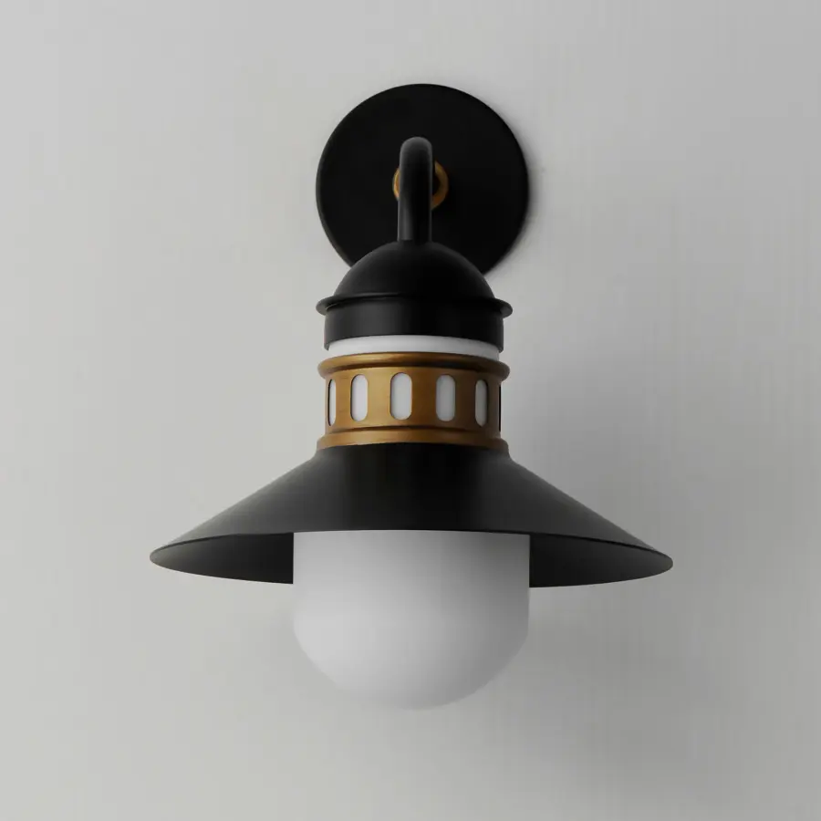 Admiralty One Light Outdoor Wall Sconce in Black / Antique Brass - Image 2