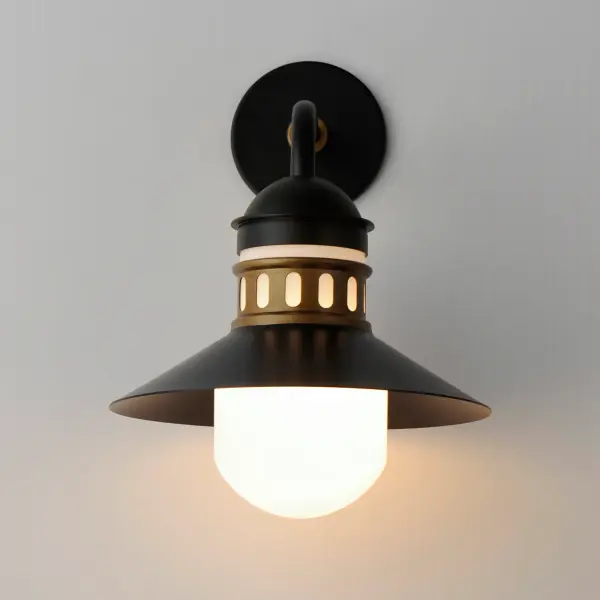 Admiralty One Light Outdoor Wall Sconce in Black / Antique Brass - Image 3