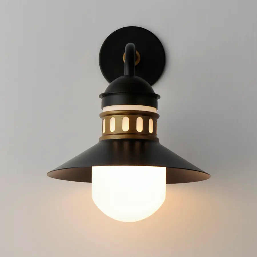 Admiralty One Light Outdoor Wall Sconce in Black / Antique Brass - Image 3