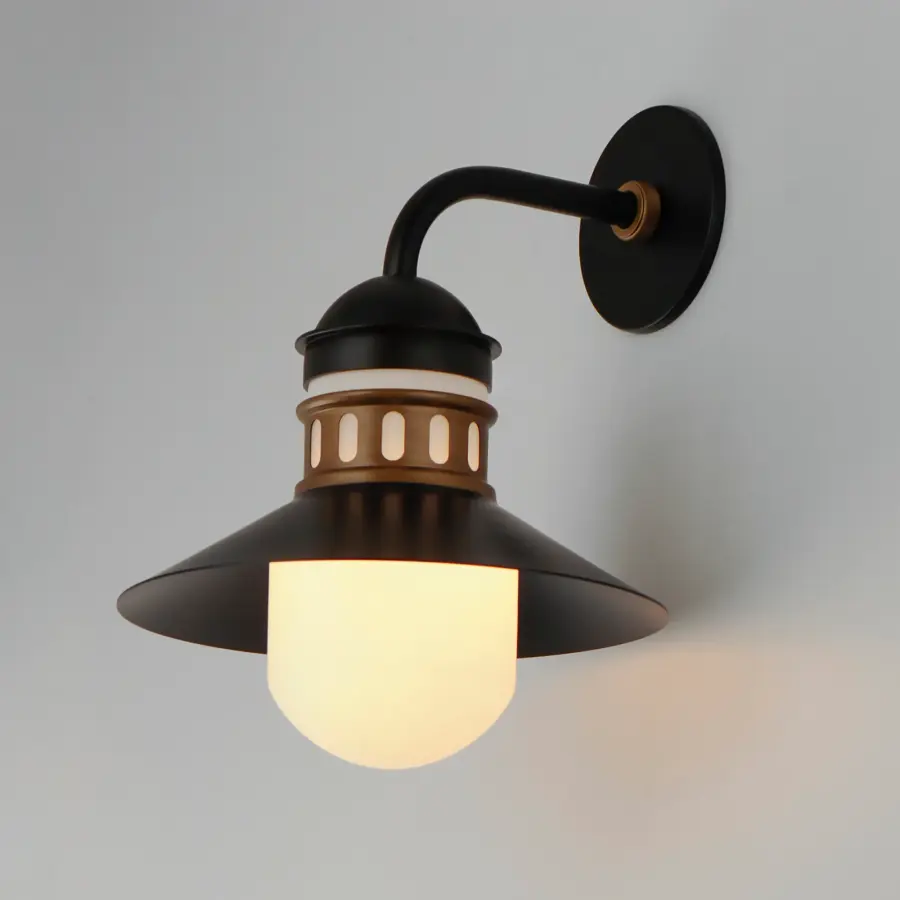 Admiralty One Light Outdoor Wall Sconce in Black / Antique Brass - Image 4