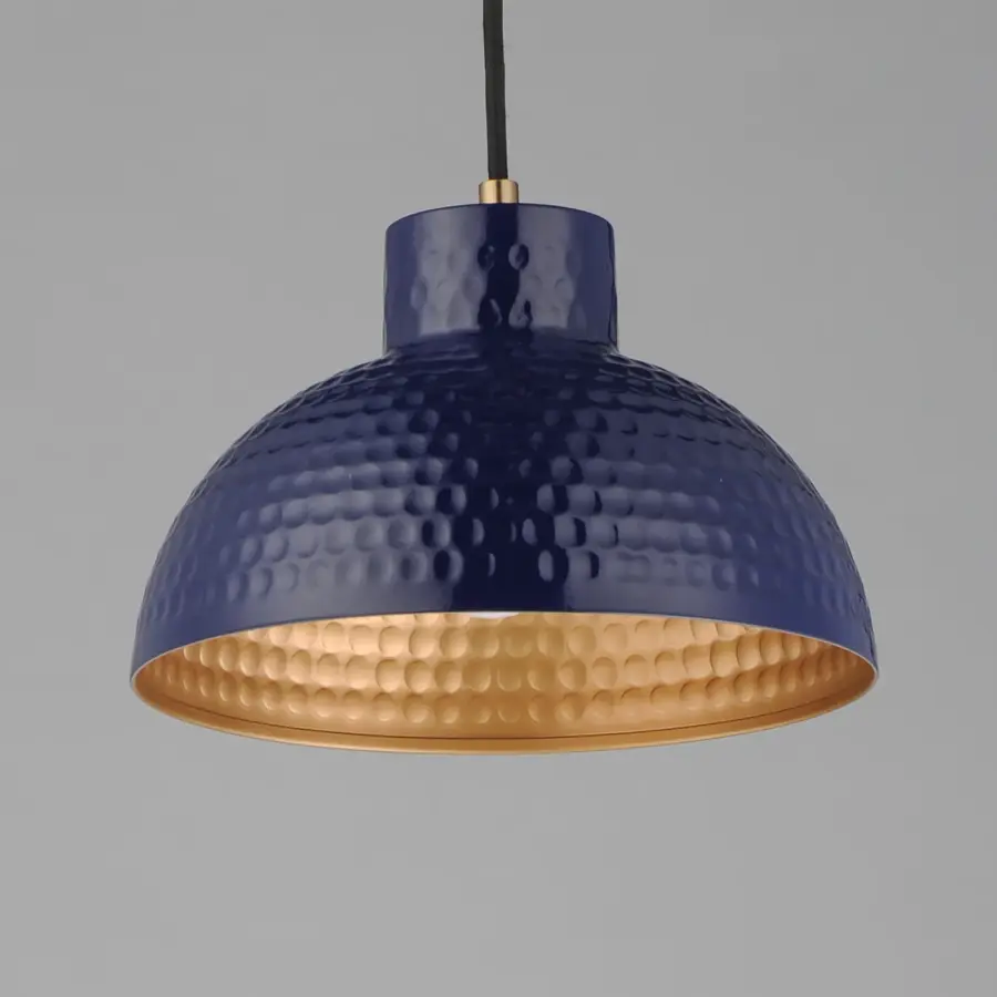 Rockport One Light Pendant in Glossy Navy / Natural Aged Brass - Image 2