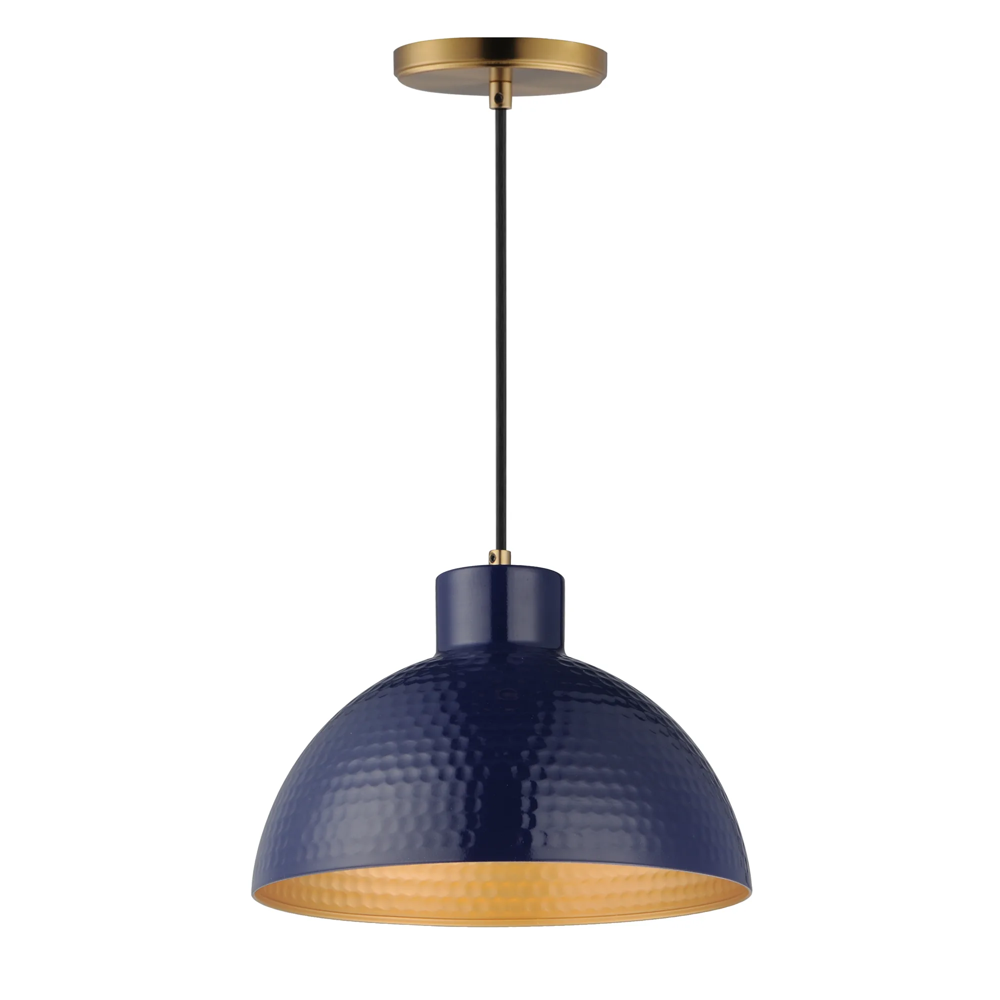 Rockport One Light Pendant in Glossy Navy / Natural Aged Brass
