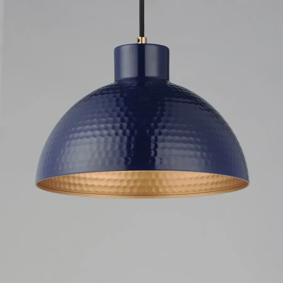 Rockport One Light Pendant in Glossy Navy / Natural Aged Brass - Image 3