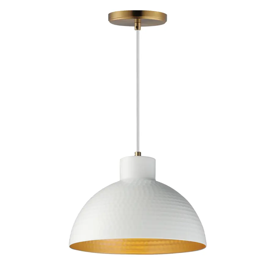 Rockport One Light Pendant in White/Natural Aged Brass - Image 1