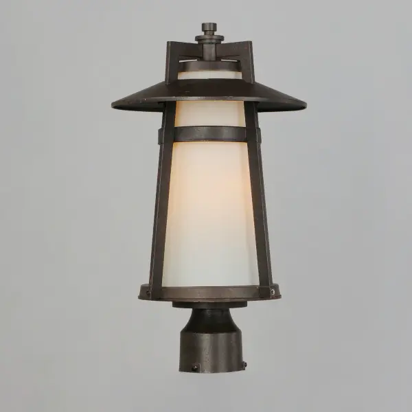 Classic, contemporary style of Die Cast aluminum finished in Adobe features an integral hood and Satin White conical shade, which help cast light in a downward direction. - alternate view