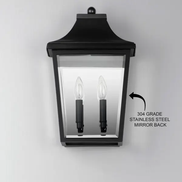 Stately outdoor sconces reference classic lantern shapes and are constructed of Maxim's proprietary Vivex composite, a robust weather-resistant materials guaranteed to withstand harsh weather climates. Available in several sizes and illuminated with clusters of candle sockets, this is a timeless design built to last. - alternate view