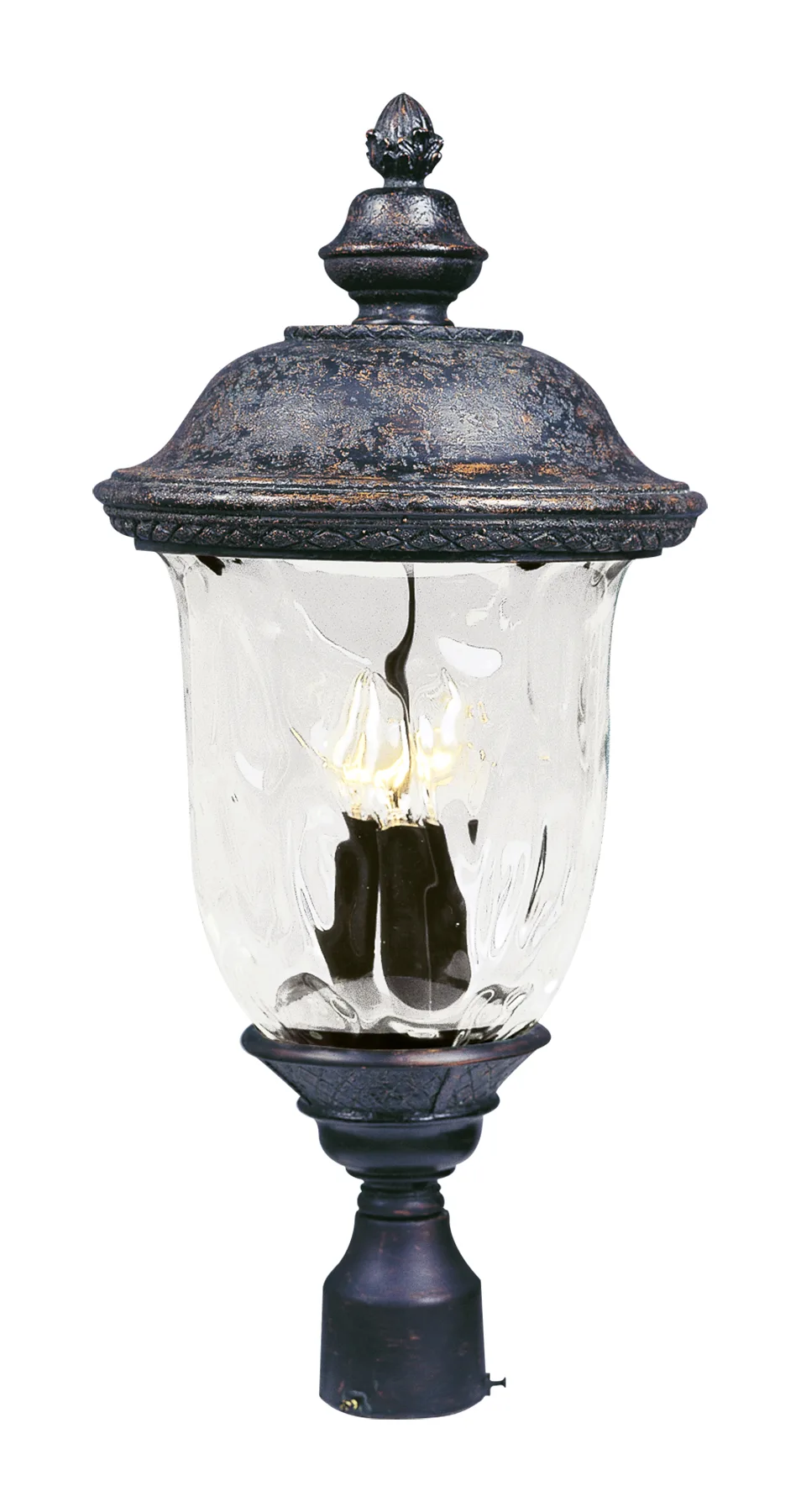 Carriage House VX Three Light Outdoor Post Lantern in Oriental Bronze