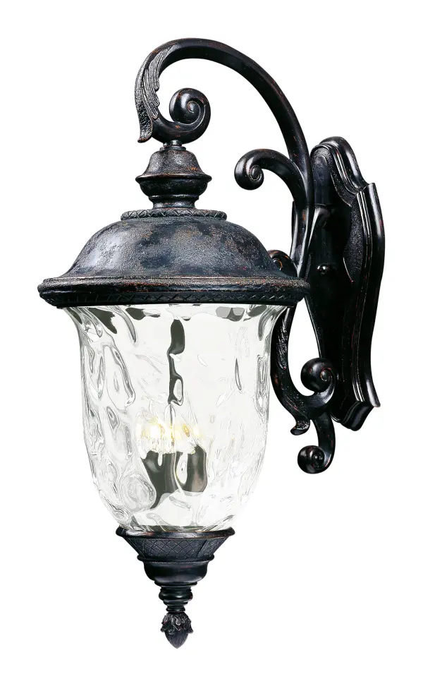Maxim Lighting's Carriage House VX Collection is made with Vivex, a material twice the strength of resin, is non-corrosive, UV resistant and backed with a 5-Year Limited Warranty. Carriage House VX features our Oriental Bronze finish and Water Glass.