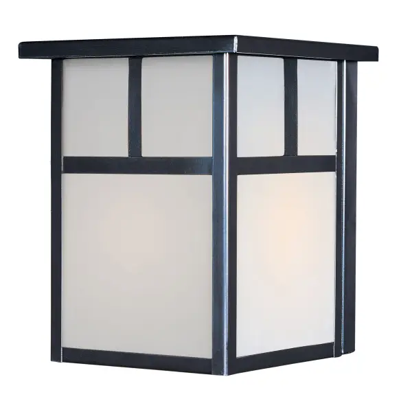 Coldwater is a traditional, craftsman/mission style collection from Maxim Lighting International in Burnished with Honey glass. Collection: Coldwater Finish: Black Glass: White Width: 6.00" Height: 7.50" Weight: 2.51 lb Extension from Wall: 6.00" Canopy: 6"x5.25" Number of Bulbs: 1 Maximum Wattage: 60.00 W Bulb Type: A19 Bulb Base: E26 Medium Light Source: Incandescent Light Output: 1150.00 lm Dimmable Rated Average Life: 2500 Voltage: 120.00 V Material: Aluminum, Glass Safety Listing: cETLus Safety Rating: Wet Manufacturer Warranty: 1 Spec Sheet Instructions Parts Diagram