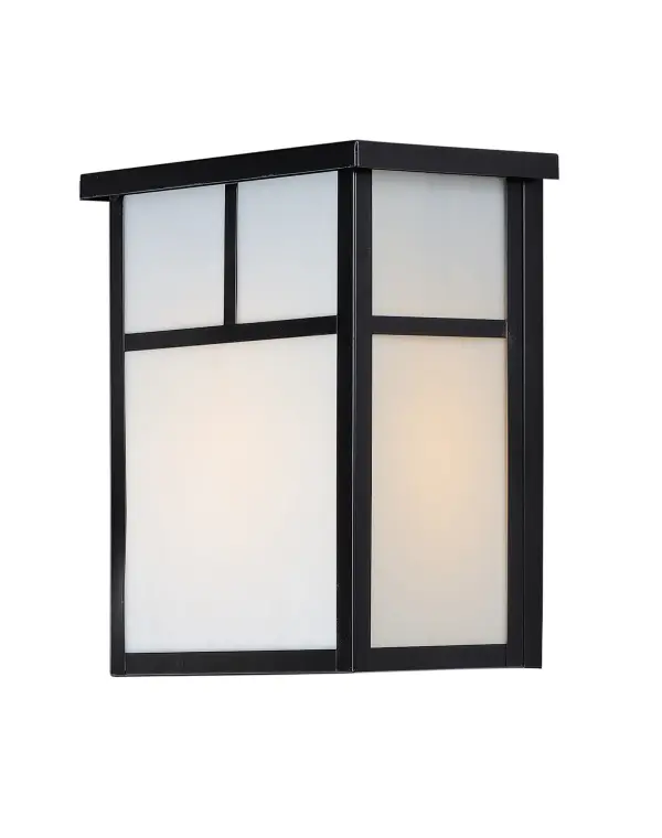Coldwater is a traditional, craftsman/mission style collection from Maxim Lighting International in Burnished with Honey glass. Collection: Coldwater Finish: Black Glass: White Width: 9.00" Height: 11.00" Weight: 3.96 lb Extension from Wall: 6.25" Canopy: 11"x8" Number of Bulbs: 2 Maximum Wattage: 60.00 W Bulb Type: A19 Bulb Base: E26 Medium Light Source: Incandescent Light Output: 1344.00 lm Dimmable Rated Average Life: 2500 Voltage: 120.00 V Material: Aluminum, Glass Safety Listing: cETLus Safety Rating: Wet Manufacturer Warranty: 1 Spec Sheet Instructions Parts Diagram