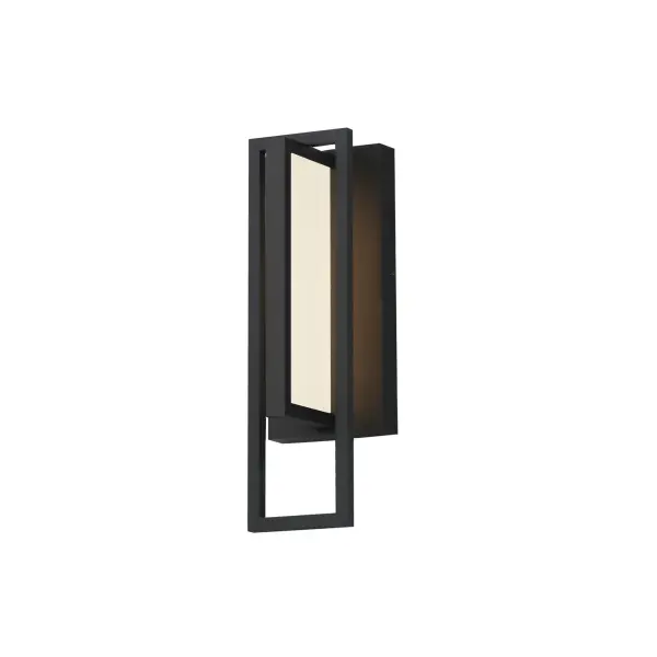 The sleek, intersecting planes of the frame protect a central span of Frosted glass, softly illuminated by a concealed LED light source. Finished in Matte Black and constructed from Maxim's durable Vivex material, this fixture is designed to endure even the harshest climates with style and resilience.