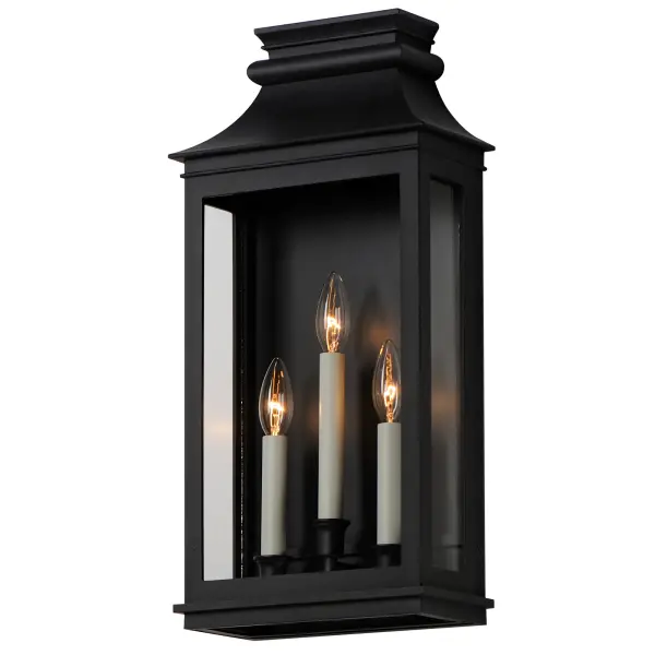 Inspired by classic colonial design, these climate-tough pocket sconces offer traditional charm and stylish finish combinations. Clear glass allows unobstructed light output and visibility into the sconces with candlesticks that stand out in their off-white finish. While the outer frame is made in a textured Black Oxide finish, the interior plate is finished either in a matching finish or contrasting Antique Copper or Verdigris finish. Available as a one, two, or three-light wall sconce, this offering of pocket sconces presents another style of Vivex outdoor products complementing more traditional exteriors.