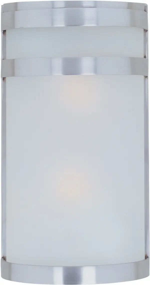 Arc, a contemporary style collection from Maxim Lighting made out of stainless steel, features both indoor and outdoor wall sconces available in two finishes, Stainless Steel and Oil Rubbed Bronze. Arc is also available in an ENERGY STAR certified version in the Arc ES Collection, and CFL version in the Arc CF Collection. Collection: Arc Finish: Stainless Steel Glass: Frosted Width: 6.50" Height: 12.00" Weight: 4.63 lb Extension from Wall: 4.00" Canopy: 12"x6.5" Number of Bulbs: 2 Maximum Wattage: 60.00 W Bulb Type: A19 Bulb Base: E26 Medium Light Source: Incandescent Light Output: 1344.00 lm Dimmable Rated Average Life: 2500 Voltage: 120.00 V Material: Stainless Steel Safety Listing: cULus Safety Rating: Wet ADA Manufacturer Warranty: 1 Spec Sheet Instructions Parts Diagram