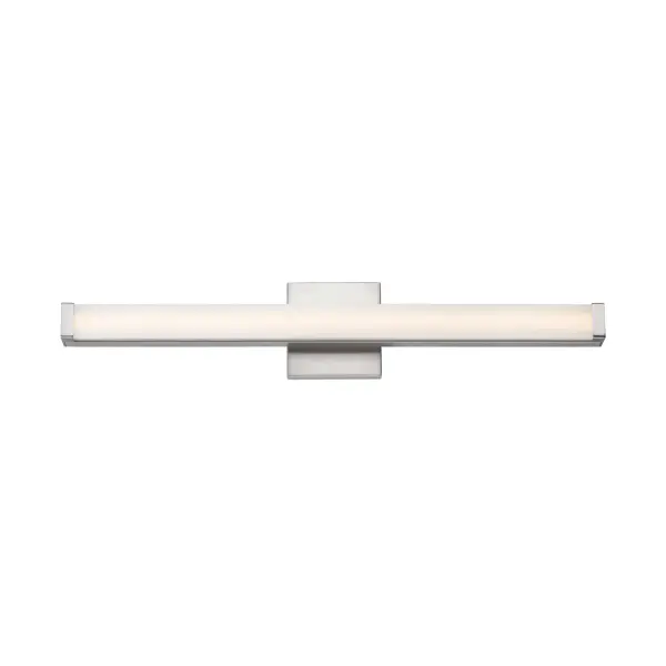 This minimalistic contemporary approach to LED vanity lighting will be the standard for both residential and commercial applications. The light engine features a high quality dimmable driver with multi volt input and high color rendering LEDs for the ultimate vanity lighting. Collection: Spec Finish: Satin Nickel Width: 30.00" Height: 4.75" Weight: 2.42 lb Extension from Wall: 2.75" Wire: 8" Canopy: 4.75"x4.75" Bulbs Included Number of Bulbs: 1 Maximum Wattage: 20.00 W Bulb Type: PCB Bulb Base: PCB Integrated Light Source: LED Light Output: 1550.00 lm Color Temperature: 2700 K CRI: 90 Rated Average Life: 45000 Voltage: 120.00 V Material: Aluminum Safety Listing: cETLus Safety Rating: Damp ADA LED Spec Sheet Instructions