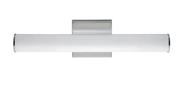 Tubular shaped White acrylic diffusers mount to frames of Polished Chrome, Satin Nickel, or Black. Powered by 3000K LED these fixtures work well in a variety of contract applications. Collection: Rail Finish: Polished Chrome Width: 18.00" Height: 4.75" Length: 18.00" Weight: 1.71 lb Extension from Wall: 2.50" Wire: 8" Canopy: 4.75"x4.75" Bulbs Included Number of Bulbs: 1 Maximum Wattage: 12.00 W Bulb Type: AC Bulb Base: Dedicated Light Source: LED Light Output: 930.00 lm Color Temperature: 3000 K CRI: 90 Rated Average Life: 50000 Voltage: 120.00 V Material: Aluminum, Acrylic Safety Listing: cETLus Safety Rating: Damp ADA Title 24 LED Manufacturer Warranty: 5 Spec Sheet Instructions Parts Diagram