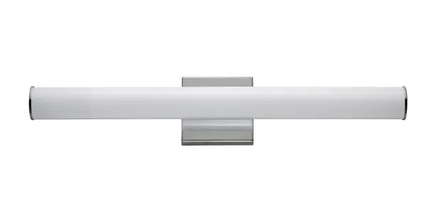 Tubular shaped White acrylic diffusers mount to frames of Polished Chrome, Satin Nickel, or Black. Powered by 3000K LED these fixtures work well in a variety of contract applications. Collection: Rail Finish: Polished Chrome Width: 24.00" Height: 4.75" Length: 24.00" Weight: 2.04 lb Extension from Wall: 2.50" Wire: 8" Canopy: 4.75"x4.75" Bulbs Included Number of Bulbs: 1 Maximum Wattage: 16.00 W Bulb Type: AC Bulb Base: Dedicated Light Source: LED Light Output: 1400.00 lm Color Temperature: 3000 K CRI: 90 Rated Average Life: 50000 Voltage: 120.00 V Material: Aluminum, Acrylic Safety Listing: cETLus Safety Rating: Damp ADA Title 24 LED Manufacturer Warranty: 5 Spec Sheet Instructions Parts Diagram