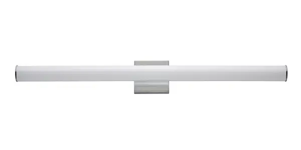 Tubular shaped White acrylic diffusers mount to frames of Polished Chrome, Satin Nickel, or Black. Powered by 3000K LED these fixtures work well in a variety of contract applications. Collection: Rail Finish: Polished Chrome Width: 36.00" Height: 4.75" Length: 36.00" Weight: 2.76 lb Extension from Wall: 2.50" Wire: 8" Canopy: 4.75"x4.75" Bulbs Included Number of Bulbs: 1 Maximum Wattage: 24.00 W Bulb Type: AC Bulb Base: Dedicated Light Source: LED Light Output: 2040.00 lm Color Temperature: 3000 K CRI: 90 Rated Average Life: 50000 Voltage: 120.00 V Material: Aluminum, Acrylic Safety Listing: cETLus Safety Rating: Damp ADA Title 24 LED Manufacturer Warranty: 5 Spec Sheet Instructions Parts Diagram