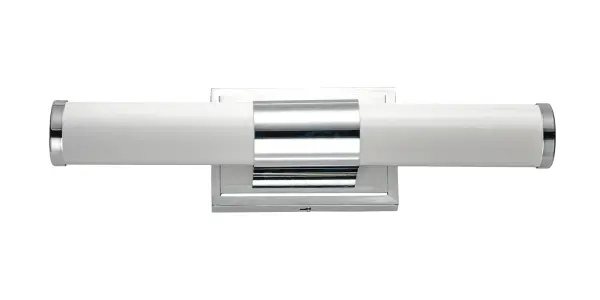 Cylinders of White cased glass are mounted onto a cast aluminum frame of Satin Nickel or Polished Chrome. LED modules evenly illuminate and provide soft yet ample illumination. Multi volt input is standard which allows for installation into commercial applications. Collection: Optic Finish: Polished Chrome Glass: White Width: 18.00" Height: 4.75" Length: 18.00" Weight: 2.76 lb Extension from Wall: 3.50" Wire: 8" Canopy: 4.75"x7" Bulbs Included Number of Bulbs: 1 Maximum Wattage: 12.00 W Bulb Type: PCB Bulb Base: PCB Integrated Light Source: LED Light Output: 880.00 lm Color Temperature: 3000 K CRI: 90 Rated Average Life: 50000 Voltage: 120.00 V Material: Aluminum, Glass Safety Listing: cETLus Safety Rating: Damp ADA Title 24 LED Manufacturer Warranty: 5 Spec Sheet Instructions Parts Diagram