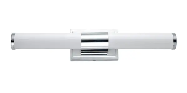 Cylinders of White cased glass are mounted onto a cast aluminum frame of Satin Nickel or Polished Chrome. LED modules evenly illuminate and provide soft yet ample illumination. Multi volt input is standard which allows for installation into commercial applications. Collection: Optic Finish: Polished Chrome Glass: White Width: 24.00" Height: 4.75" Length: 24.00" Weight: 3.90 lb Extension from Wall: 3.50" Wire: 8" Canopy: 4.75"x7" Bulbs Included Number of Bulbs: 1 Maximum Wattage: 16.00 W Bulb Type: PCB Bulb Base: PCB Integrated Light Source: LED Light Output: 1250.00 lm Color Temperature: 3000 K CRI: 90 Rated Average Life: 50000 Voltage: 120.00 V Material: Aluminum, Glass Safety Listing: cETLus Safety Rating: Damp ADA Title 24 LED Manufacturer Warranty: 5 Spec Sheet Instructions Parts Diagram
