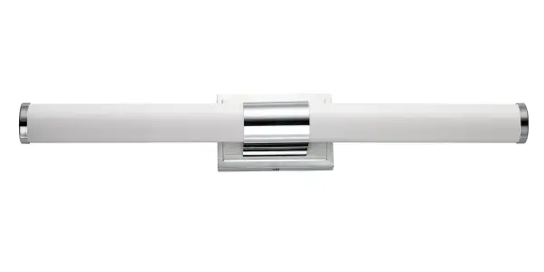 Cylinders of White cased glass are mounted onto a cast aluminum frame of Satin Nickel or Polished Chrome. LED modules evenly illuminate and provide soft yet ample illumination. Multi volt input is standard which allows for installation into commercial applications. Collection: Optic Finish: Polished Chrome Glass: White Width: 30.00" Height: 4.75" Length: 30.00" Weight: 5.03 lb Extension from Wall: 3.50" Wire: 8" Canopy: 4.75"x7" Bulbs Included Number of Bulbs: 1 Maximum Wattage: 20.00 W Bulb Type: PCB Bulb Base: PCB Integrated Light Source: LED Light Output: 1550.00 lm Color Temperature: 3000 K CRI: 90 Rated Average Life: 50000 Voltage: 120.00 V Material: Aluminum, Glass Safety Listing: cETLus Safety Rating: Damp ADA Title 24 LED Manufacturer Warranty: 5 Spec Sheet Instructions Parts Diagram