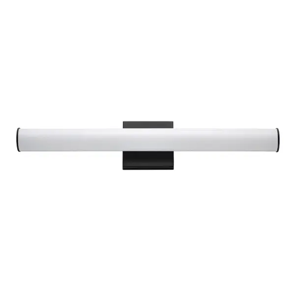 A rail of tubular Matte White acrylic evenly diffuses ample LED lighting in a simple and stylish sconce configuration. Available in a full range of sizes with frames in Polished Chrome, Satin Nickel, or Black these LED bath bars coordinate with the most popular hardware and fixtures. A 5-color option toggle switch is accessible to adjust the color of the LED between warm 2700K to multiple neutral color tones and a bright 5000K making the collection complete in its offering for a variety of applications.