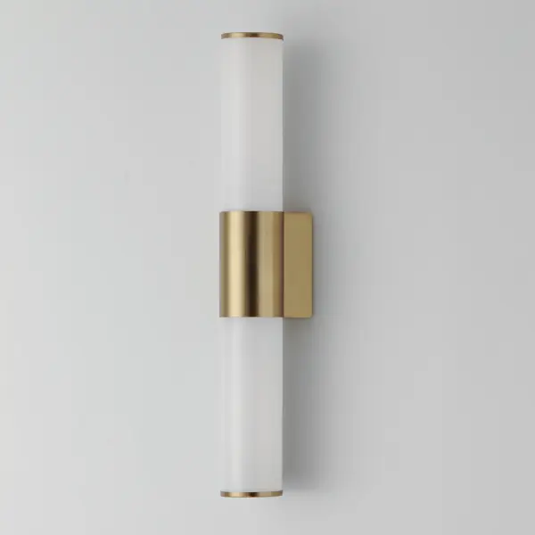 A tube of light extends in both directions in this clean and contemporary LED wall sconce. Available in various lengths and finishes, the fixture can either be mounted directly from its frame on a single gang box or with the use of the five inch cover plate provided for standard junction boxes. Select from 5 different color temperatures using an easily accessible switch on the frame. Collection: Tubo Finish: Natural Aged Brass Glass: White Width: 18.00" Height: 3.00" Length: 18.00" Weight: 1.48 lb Extension from Wall: 3.50" Wire: 6" Canopy: 6"x6" Bulbs Included Number of Bulbs: 1 Maximum Wattage: 20.00 W Bulb Type: LED Bulb Base: Integrated Light Source: LED Light Output: 1400.00 lm Color Temperature: 2700 K CRI: 90 Rated Average Life: 50000 Voltage: 120.00 V Material: PMMA Acrylic, Aluminum Safety Listing: cETLus Safety Rating: Damp Energy Efficient ADA Title 24 LED Manufacturer Warranty: 5 Spec Sheet Instructions - alternate view