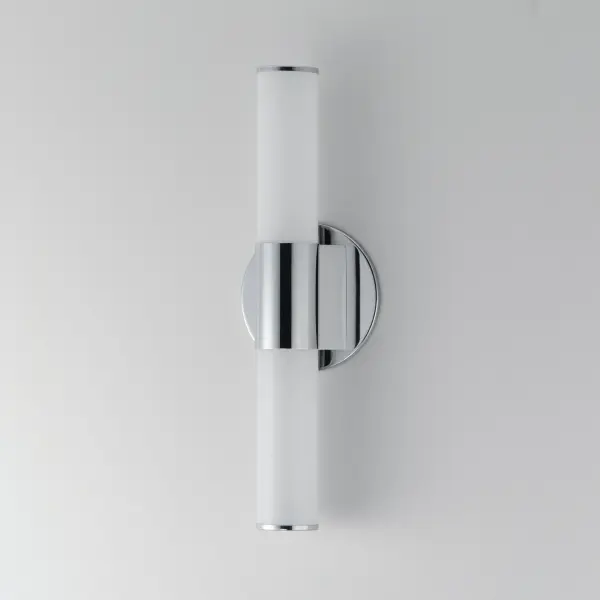 A tube of light extends in both directions in this clean and contemporary LED wall sconce. Available in various lengths and finishes, the fixture can either be mounted directly from its frame on a single gang box or with the use of the five inch cover plate provided for standard junction boxes. Select from 5 different color temperatures using an easily accessible switch on the frame. Collection: Tubo Finish: Polished Chrome Glass: White Width: 18.00" Height: 3.00" Length: 18.00" Weight: 1.48 lb Extension from Wall: 3.50" Wire: 6" Canopy: 6"x6" Bulbs Included Number of Bulbs: 1 Maximum Wattage: 20.00 W Bulb Type: LED Bulb Base: Integrated Light Source: LED Light Output: 1400.00 lm Color Temperature: 2700 K CRI: 90 Rated Average Life: 50000 Voltage: 120.00 V Material: PMMA Acrylic, Aluminum Safety Listing: cETLus Safety Rating: Damp Energy Efficient ADA Title 24 LED Manufacturer Warranty: 5 Spec Sheet Instructions - alternate view