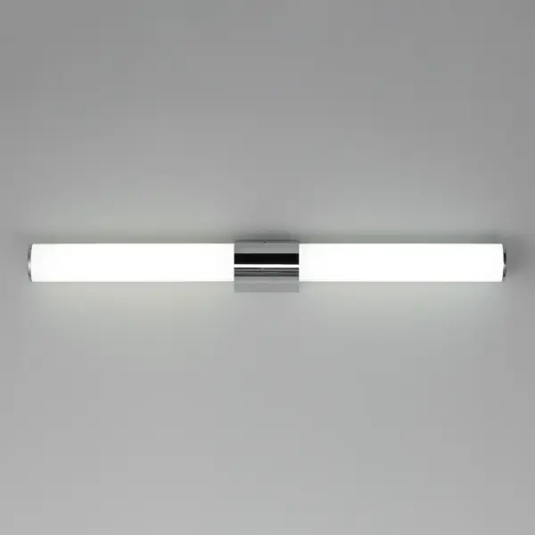 A tube of light extends in both directions in this clean and contemporary LED wall sconce. Available in various lengths and finishes, the fixture can either be mounted directly from its frame on a single gang box or with the use of the five inch cover plate provided for standard junction boxes. Select from 5 different color temperatures using an easily accessible switch on the frame. Collection: Tubo Finish: Polished Chrome Glass: White Width: 30.00" Height: 3.00" Length: 30.00" Weight: 1.91 lb Extension from Wall: 3.50" Wire: 6" Canopy: 6"x6" Bulbs Included Number of Bulbs: 1 Maximum Wattage: 27.00 W Bulb Type: LED Bulb Base: Integrated Light Source: LED Light Output: 1900.00 lm Color Temperature: 2700 K CRI: 90 Rated Average Life: 50000 Voltage: 120.00 V Material: PMMA Acrylic, Aluminum Safety Listing: cETLus Safety Rating: Damp Energy Efficient ADA Title 24 LED Manufacturer Warranty: 5 Spec Sheet Instructions - alternate view