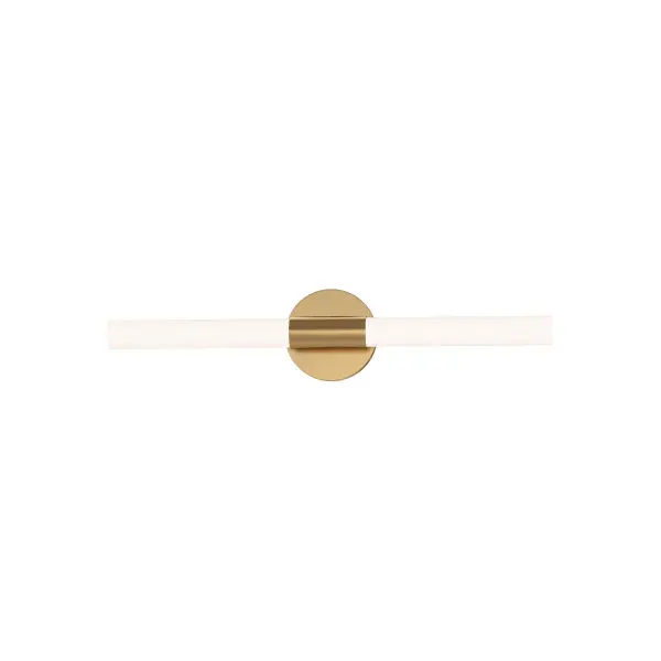 Collection: Tubi Finish: Natural Aged Brass Glass: White Width: 24.00" Height: 2.75" Weight: 1.42 lb Extension from Wall: 1.75" Wire: 6" Canopy: 24"x1.75"x1.75" Bulbs Included Number of Bulbs: 1 Maximum Wattage: 24.00 W Bulb Base: PCB Integrated Light Source: LED Light Output: 1800.00 lm Color Temperature: 2700 K CRI: 90 Rated Average Life: 50000 Voltage: 120.00 V Material: PC, Steel Safety Listing: cETLus Title 24 LED Manufacturer Warranty: 5 Spec Sheet
