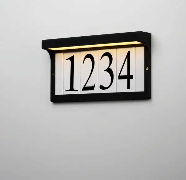 For Vertical and Horizontal configurations, look no further than these address lights. Conveniently square tiles are available in Classic and contemporary fonts with your choice of a more decorative or clean frame. Ranging from 12-24V, these address lights pair with both landscape transformers and doorbell chime transformers to allow low voltage wire installations. Available in Bronze and Black. - alternate view
