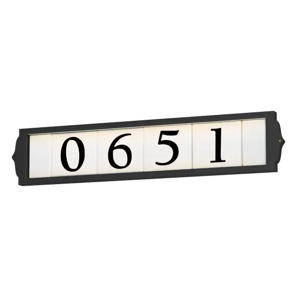 For Vertical and Horizontal configurations, look no further than these address lights. Conveniently square tiles are available in Classic and contemporary fonts with your choice of a more decorative or clean frame. Ranging from 12-24V, these address lights pair with both landscape transformers and doorbell chime transformers to allow low voltage wire installations. Available in Bronze and Black.