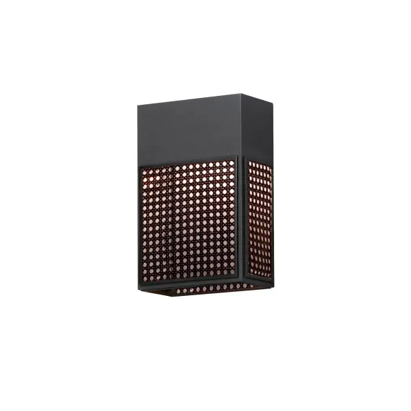 Modeled on open weave wicker stitchwork and constructed using synthetic rattan for longevity, this series of wall sconces are rated for both interiors and outdoors. Matte Black frames are paired with either Natural Rattan or a matching Black finish. This homespun concept pays homage to the outdoors with relevant styling and timeless appeal.