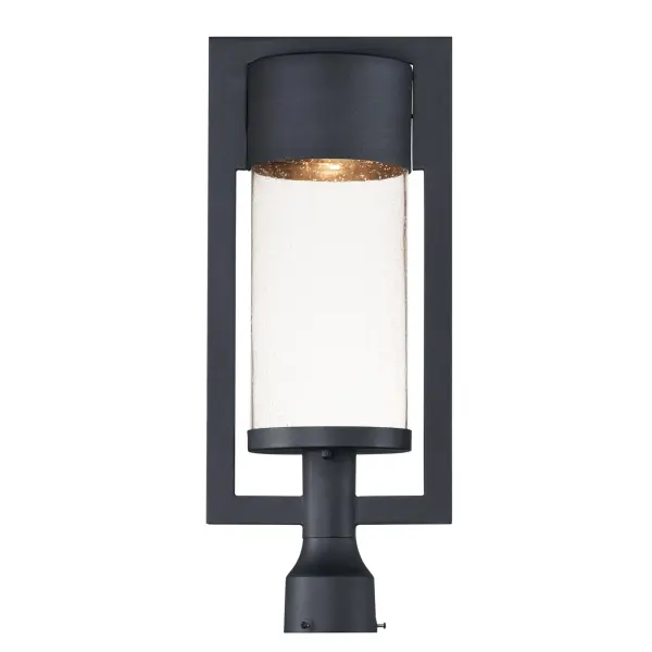 A rectangular cast frame cradles a cylinder of clear Bubble Glass that is perfect for the modern home exterior.  The top housing conceals a high power LED light module with excellent color rendering as well as efficient lumens per watt.  All of this at an unbelievable price.