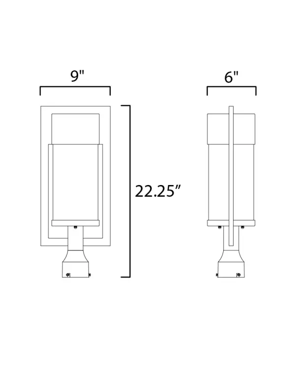 A rectangular cast frame cradles a cylinder of clear Bubble Glass that is perfect for the modern home exterior.  The top housing conceals a high power LED light module with excellent color rendering as well as efficient lumens per watt.  All of this at an unbelievable price. - alternate view