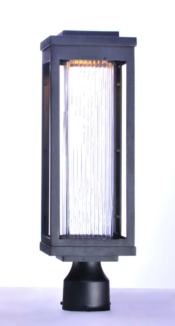A classic style cast aluminum open frame finished in Black houses a variety of diffusers to create different design element to fit a wide range of home designs.   You have your choice of Satin White or Water Glass cylinders and Clear Ribbed or stainless steel Mesh Screen square diffusers.  The top housing conceals a high power LED light module with excellent color rendering as well as efficient lumens per watt.  All of this at an unbelievable price. - alternate view