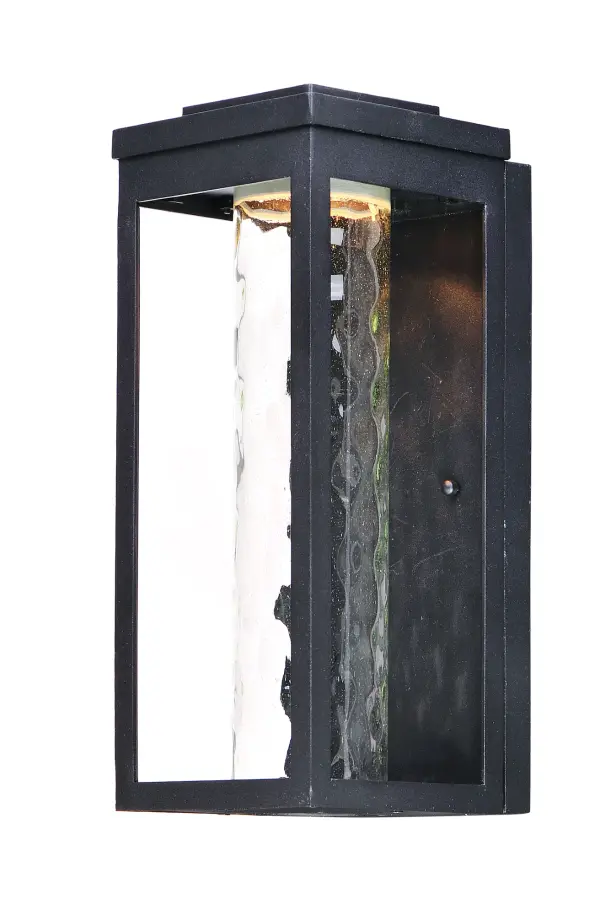 A classic style cast aluminum open frame finished in Black houses a variety of diffusers to create different design element to fit a wide range of home designs. You have your choice of Satin White or Water Glass cylinders and Clear Ribbed or stainless steel Mesh Screen square diffusers. The top housing conceals a high power LED light module with excellent color rendering as well as efficient lumens per watt. All of this at an unbelievable price. Collection: Salon LED Finish: Black Glass: Water Glass Width: 6.00" Height: 15.00" Weight: 5.06 lb Extension from Wall: 6.75" Canopy: 13.75"x5.75" Bulbs Included Number of Bulbs: 1 Maximum Wattage: 12.00 W Bulb Type: AC Bulb Base: Integrated Light Source: LED Light Output: 650.00 lm Color Temperature: 3000 K CRI: 90 Voltage: 120.00 V Material: Aluminum, Glass Safety Listing: cETLus Safety Rating: Wet Dark Sky LED Spec Sheet Instructions Parts Diagram