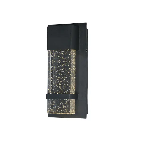 This popular outdoor collection gets an improved facelift and has additional sizes for a more complete collection. The Black finish presents a dramatic background for the solid block of Bubble Glass that is brightly illuminated by the LED concealed in the top housing.