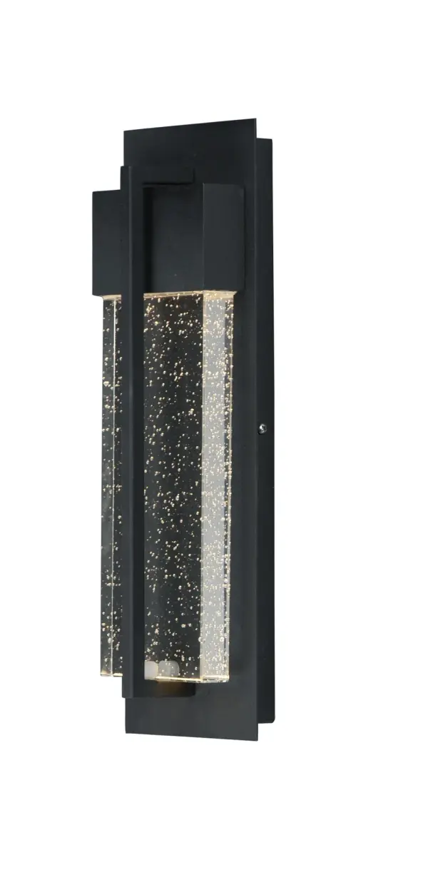 This popular outdoor collection gets an improved facelift and has additional sizes for a more complete collection. The Black finish presents a dramatic background for the solid block of Bubble Glass that is brightly illuminated by the LED concealed in the top housing.