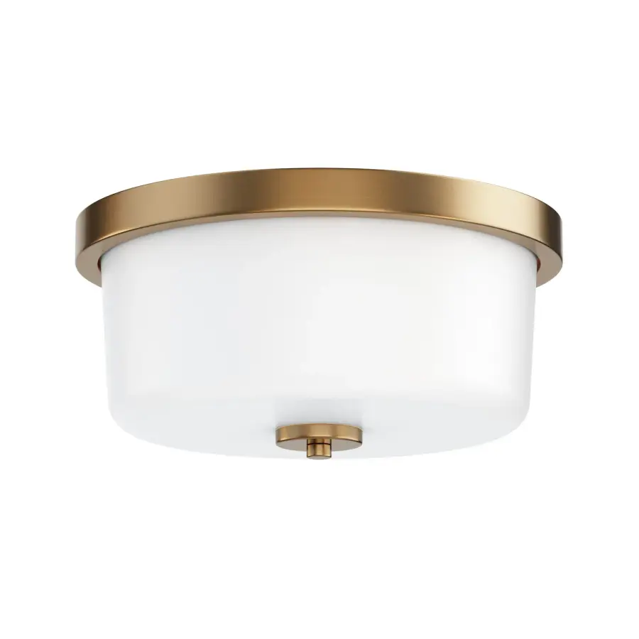 Fuller Two Light Flush Mount in Natural Aged Brass