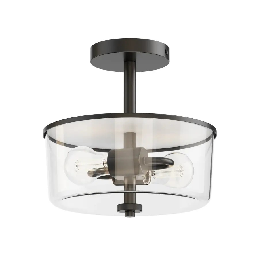 Fuller Two Light Semi-Flush Mount in Black