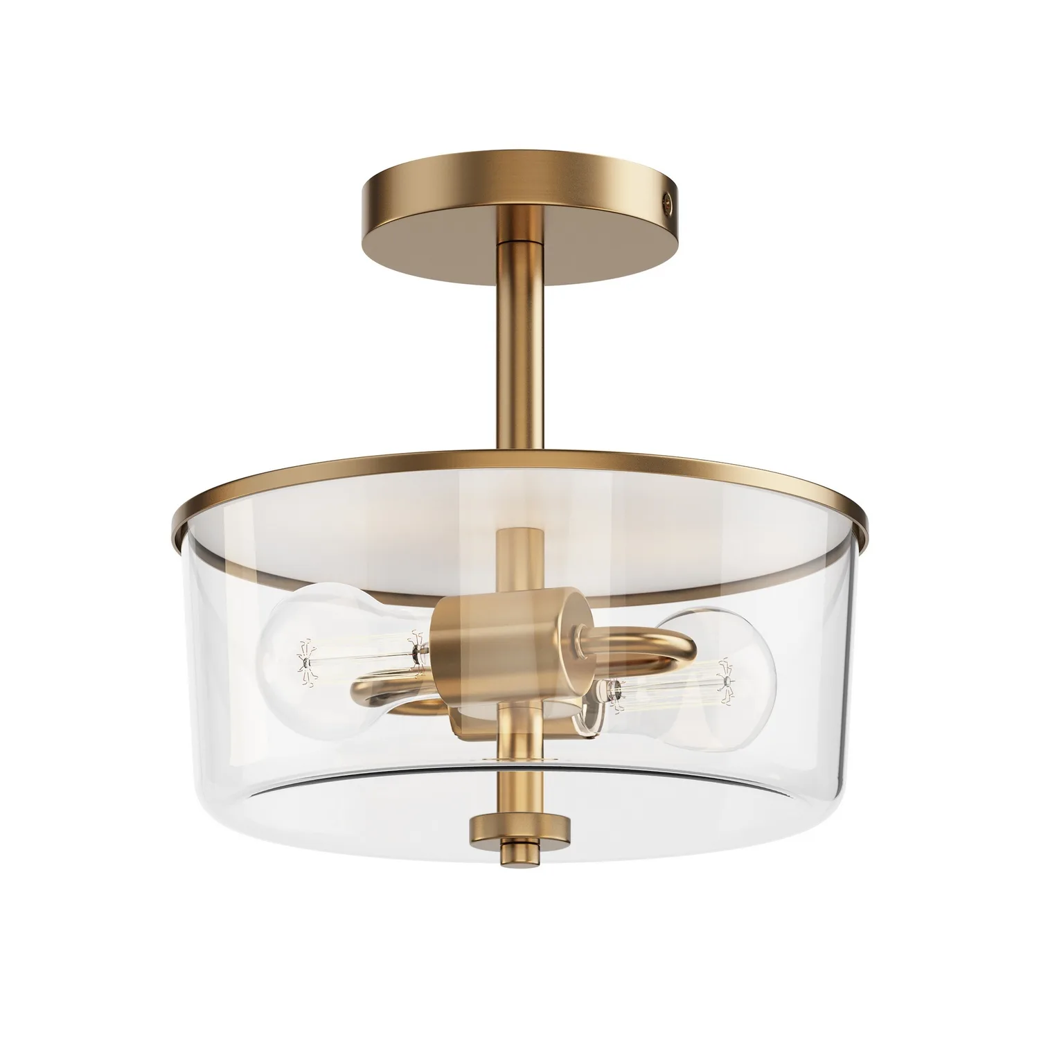 Fuller Two Light Semi-Flush Convertible in Natural Aged Brass