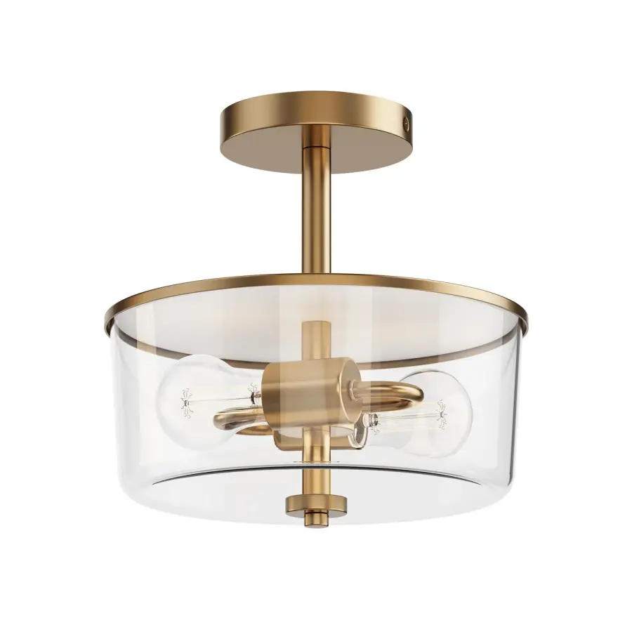 Fuller Two Light Semi-Flush Convertible in Natural Aged Brass