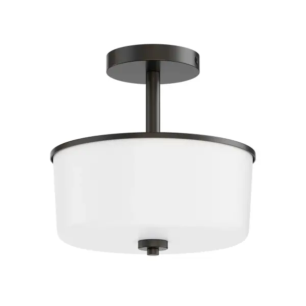 Collection: Fuller Finish: Black Glass: White Width: 10.75" Height: 10.00" Weight: 1.85 lb Chain: 36" Wire: 120" Canopy: 5"x5"x0.75" Number of Bulbs: 2 Maximum Wattage: 60.00 W Bulb Base: E26 Medium Light Source: Incandescent Voltage: 120.00 V Material: Steel, Glass Safety Listing: cETLus Manufacturer Warranty: 3 Spec Sheet Instructions
