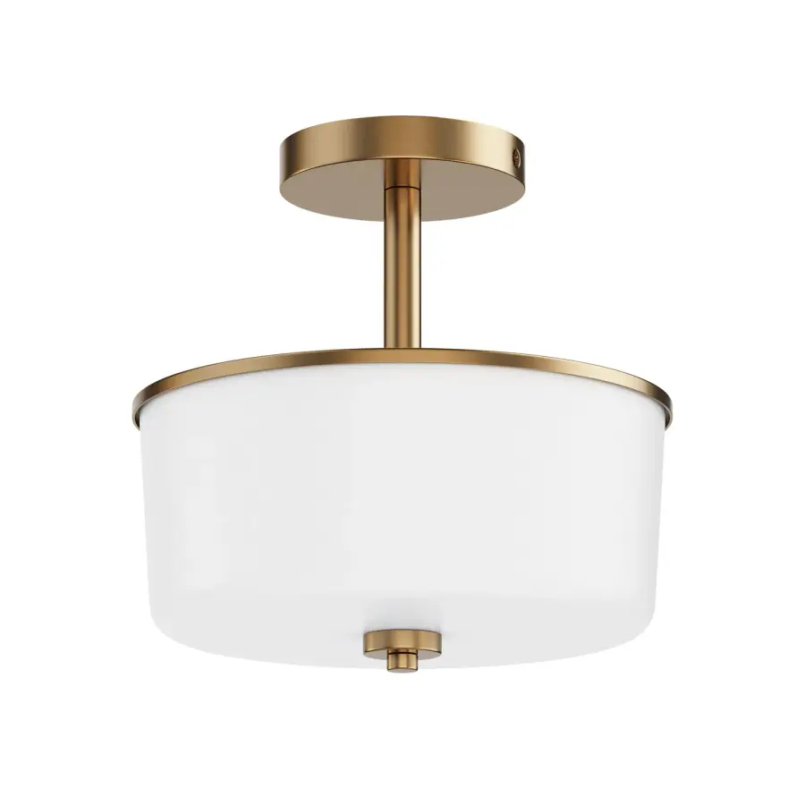 Fuller Two Light Semi Flush/Pendant in Natural Aged Brass