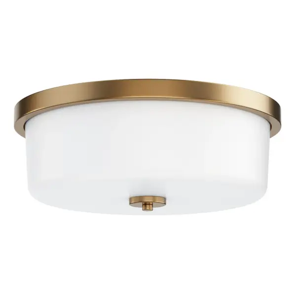 Fuller Three Light Flush Mount in Natural Aged Brass