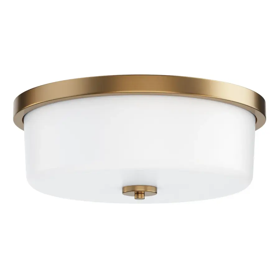 Fuller Three Light Flush Mount in Natural Aged Brass