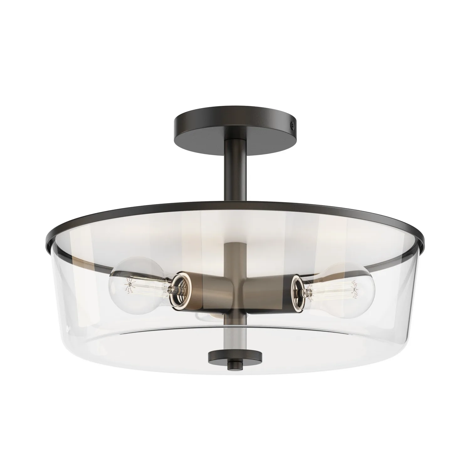 Fuller Three Light Semi Flush/Pendant Convertible in Black