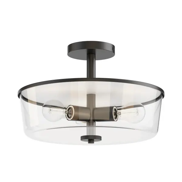 Fuller 3-Light Semi-Flush Convertible Pendant in Black