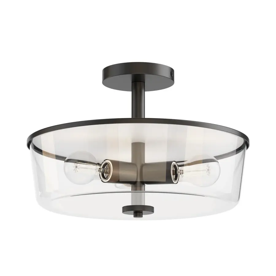 Fuller 3-Light Semi-Flush Convertible Pendant in Black
