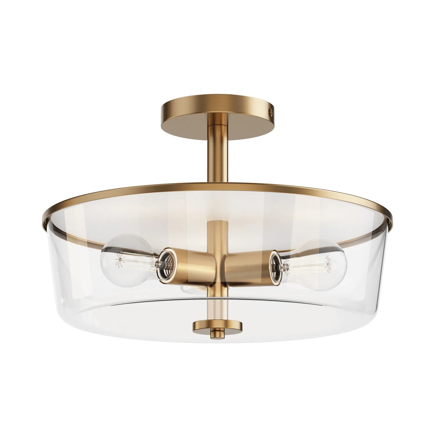 Fuller Three Light Semi Flush/Pendant Convertible in Natural Aged Brass